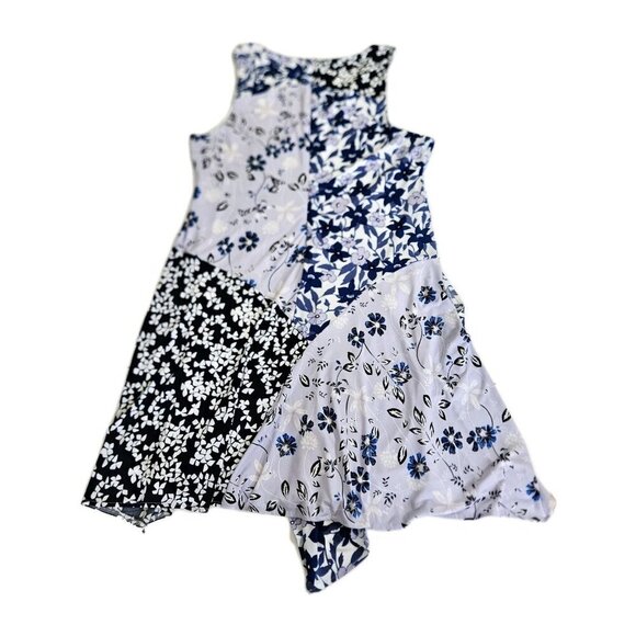 Ivanka Trump Dress 12 Patchwork Floral Sleeveless Assymetric Handkerchief Hem - Picture 16 of 16